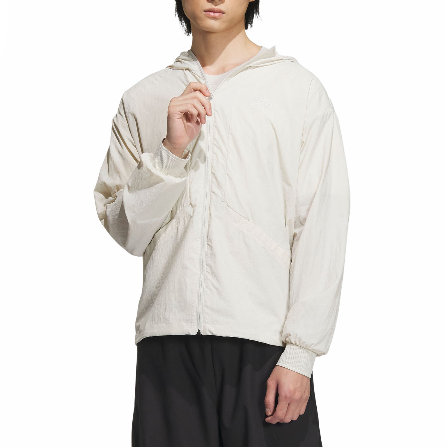 adidas Full-Zip Hooded Raglan Jacket Talc Color Outdoor Wear IY0745 圖 3