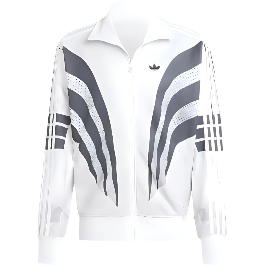 adidas Full-Zip Retro Track Jacket White with Logo Print and Striped Design IZ1640