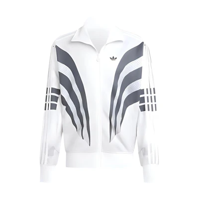 adidas Full-Zip Retro Track Jacket White with Logo Print and Striped Design IZ1640