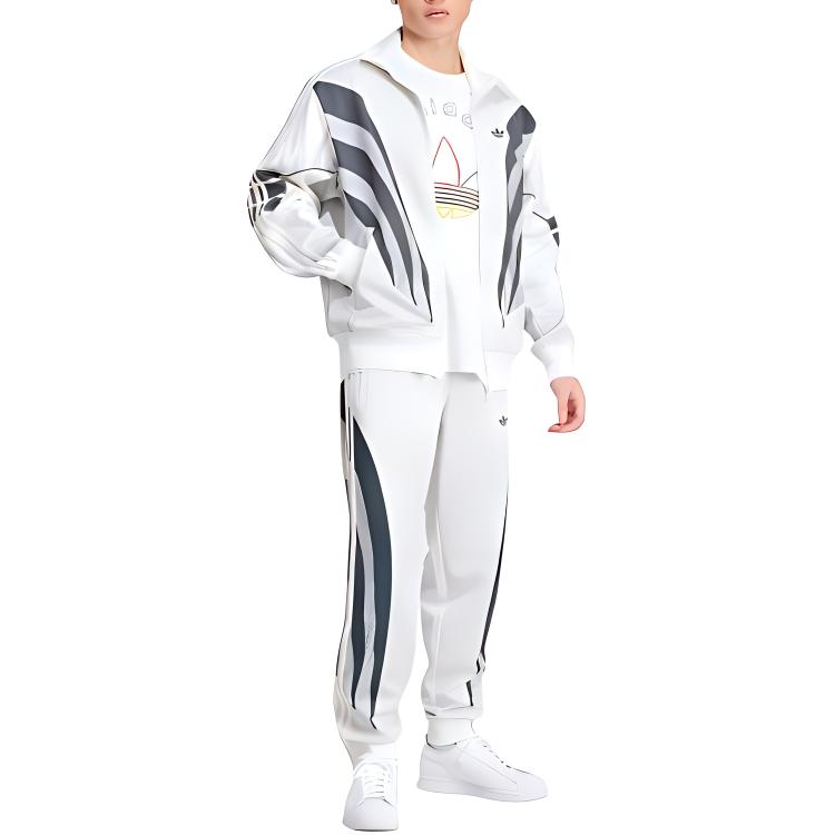 adidas Full-Zip Retro Track Jacket White with Logo Print and Striped Design IZ1640 圖 3