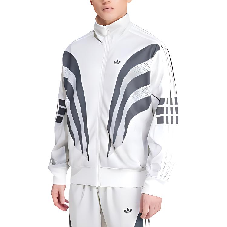 adidas Full-Zip Retro Track Jacket White with Logo Print and Striped Design IZ1640 圖 4