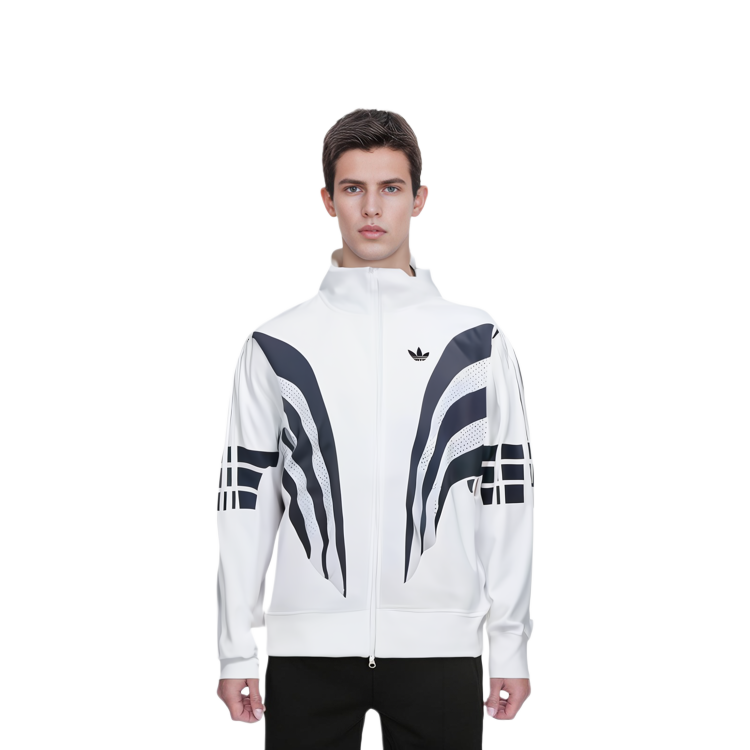 adidas Full-Zip Retro Track Jacket White with Logo Print and Striped Design IZ1640 圖 6