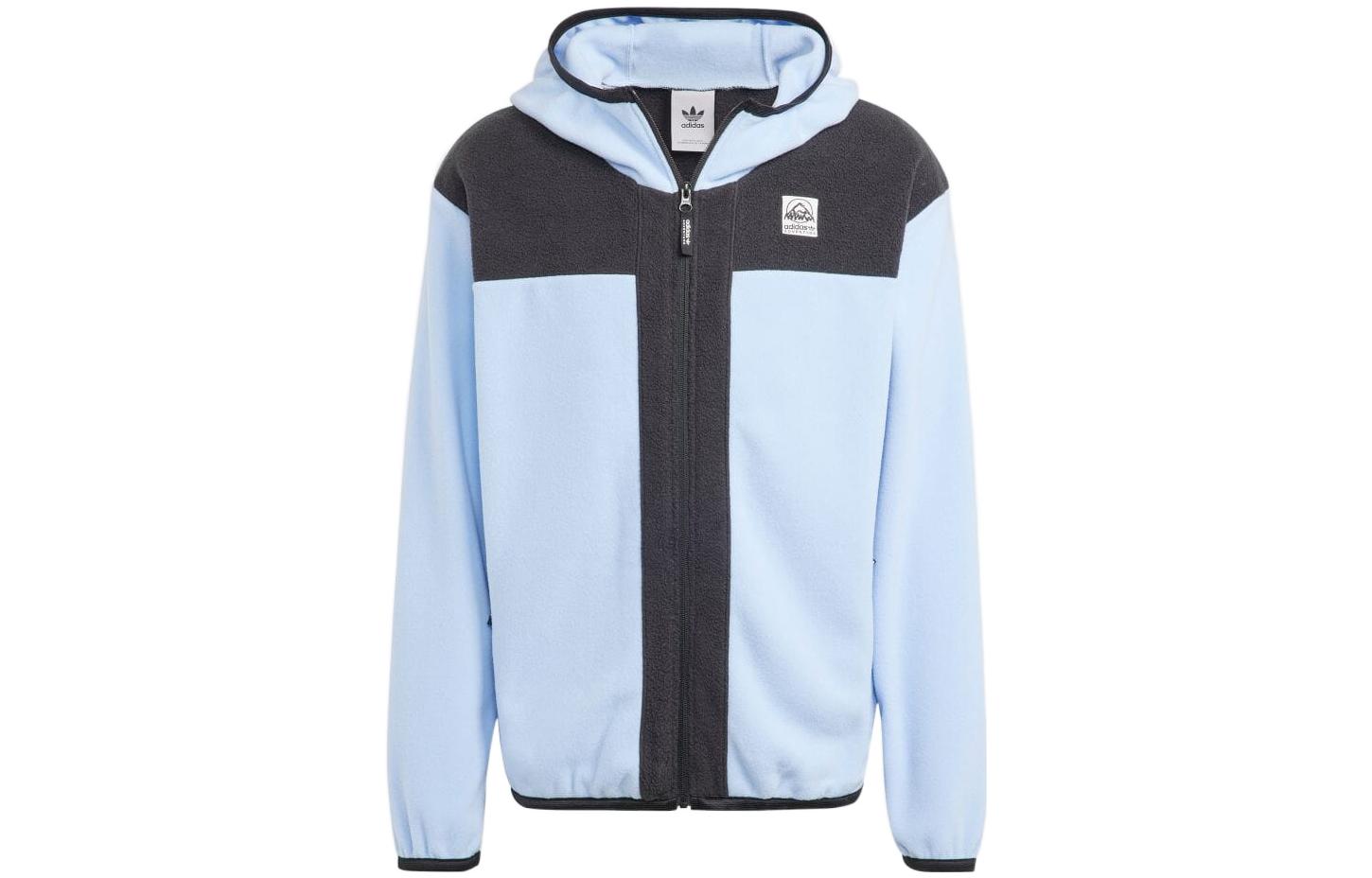 adidas Full-Zip Wool Jacket Blue Dawn with Logo Patch Design HR4224