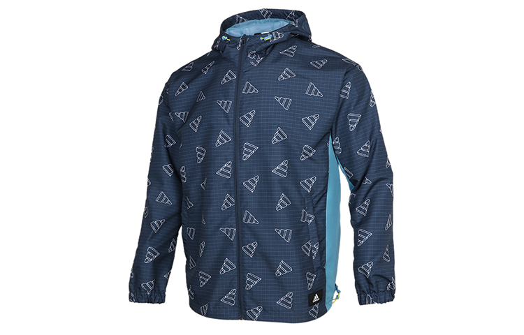 adidas Full Logo Quick-Dry Breathable Hooded Jacket Blue GP1826