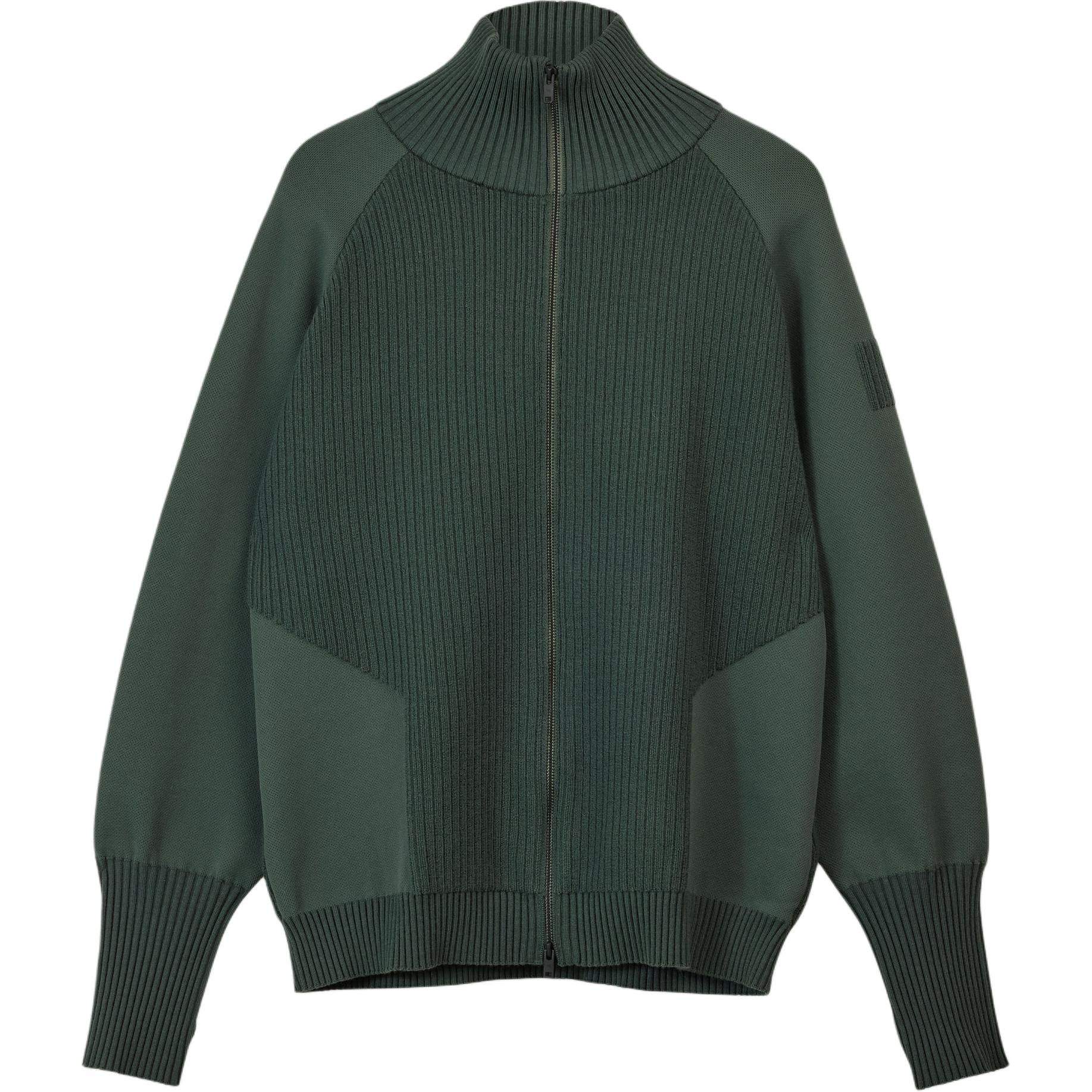 adidas Funnel-Neck Knit Sweater Unisex Long Sleeve Grey Stone Green Casual Wear IP7933
