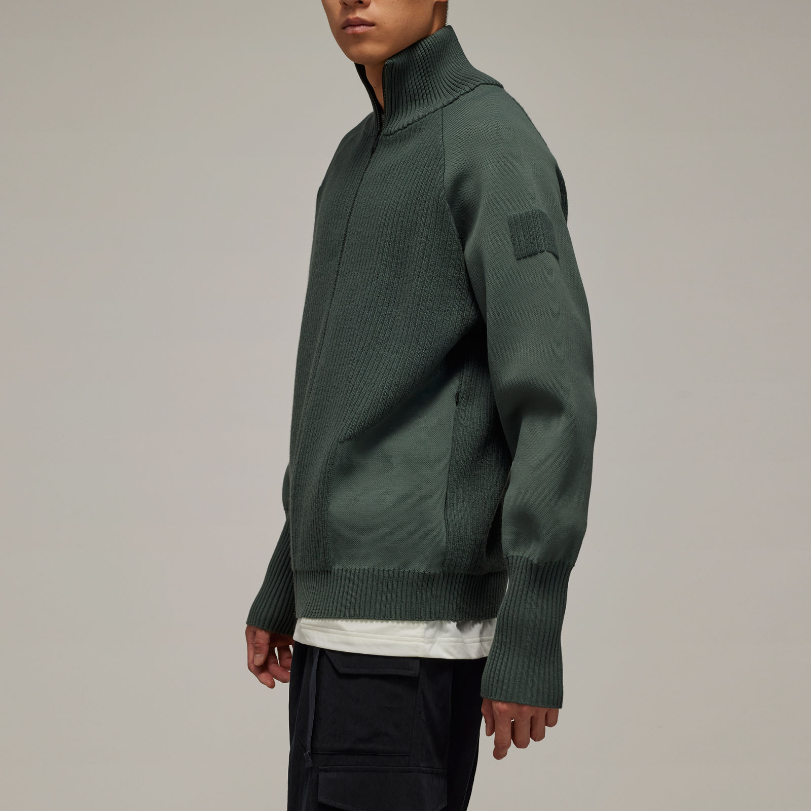 Purchase adidas Funnel-Neck Knit Sweater Unisex Long Sleeve Grey Stone Green Casual Wear IP7933