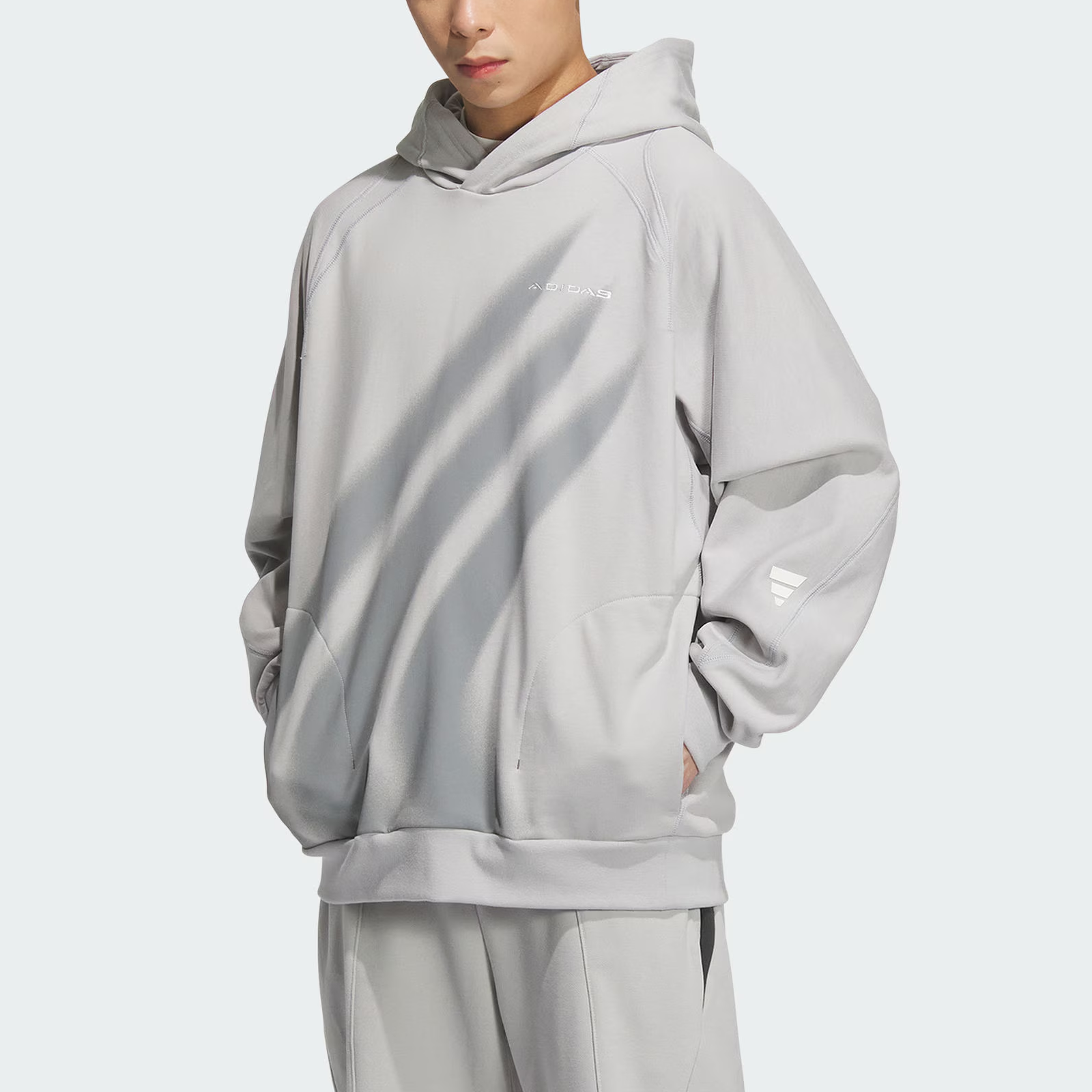 adidas FUSTL GFX HD Casual Loose Fit Hoodie Light Grey KA2459 圖 3