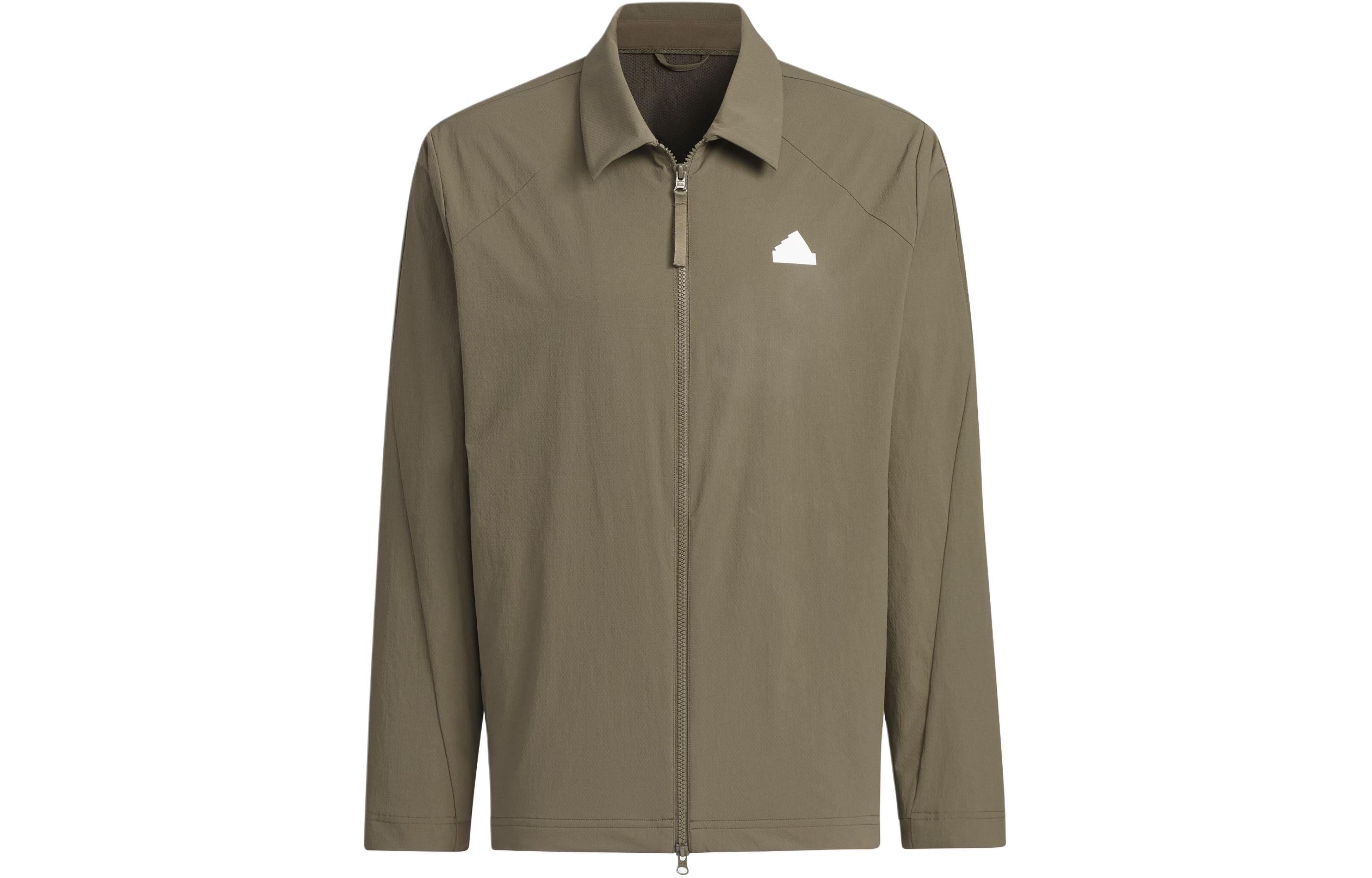 adidas Fustl Jacket Casual Sportswear, Collared, Green Brown JE3685