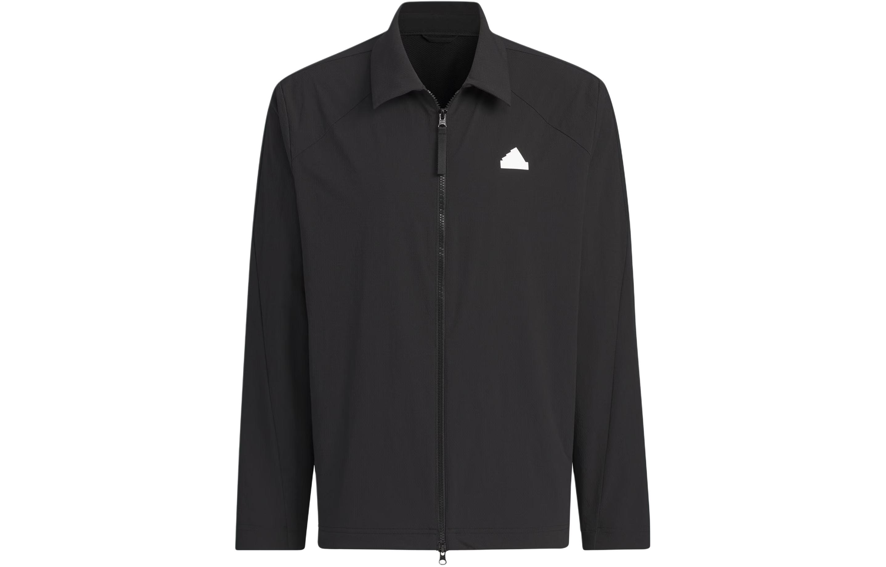 adidas Fustl Jkt11 Logo Casual Shirt Jacket Black JE3684