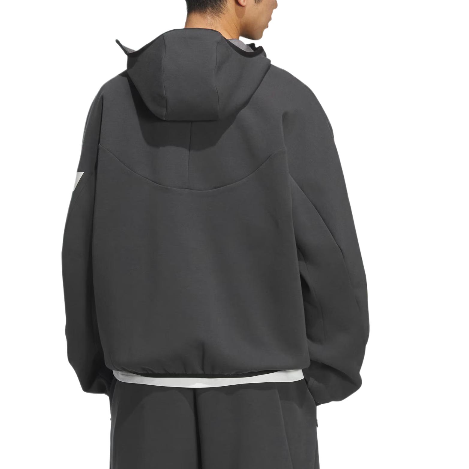 adidas FUSTL P Hoodie Casual Sweatshirt Carbon Black JM6237 圖 4