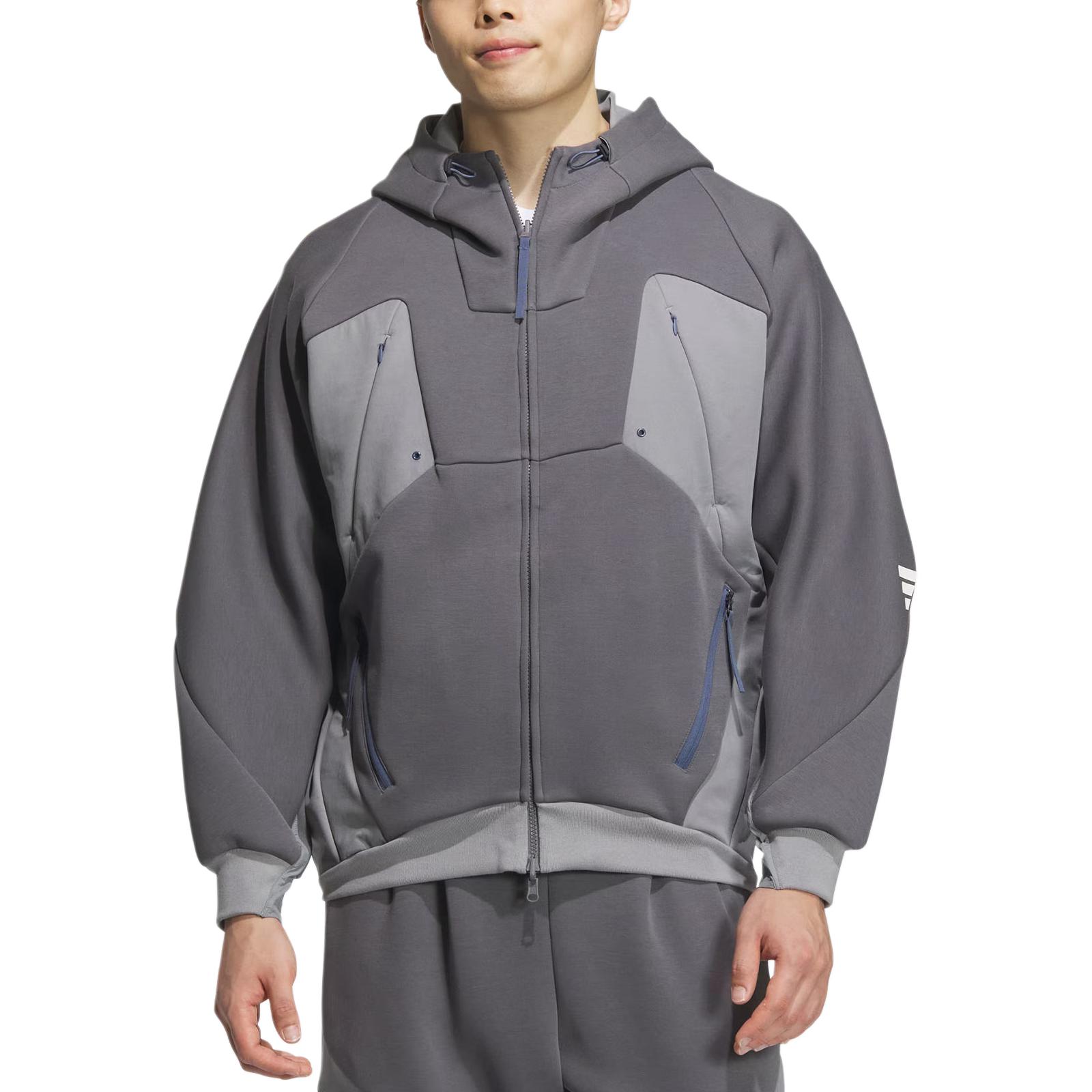 adidas FUSTL P Hoodie Mens Soft Long-Sleeve Jacket Deep Grey JM6189 圖 3