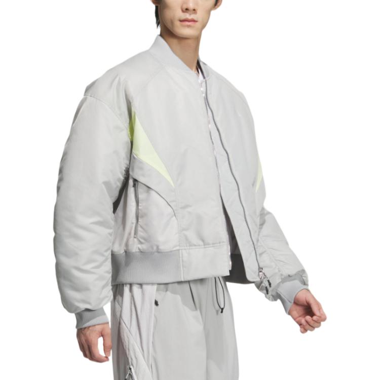 adidas FUSTL Padded Jacket Cement Gray Multi-Color Casual Warm Zip-Up for Men. JI6847 圖 5