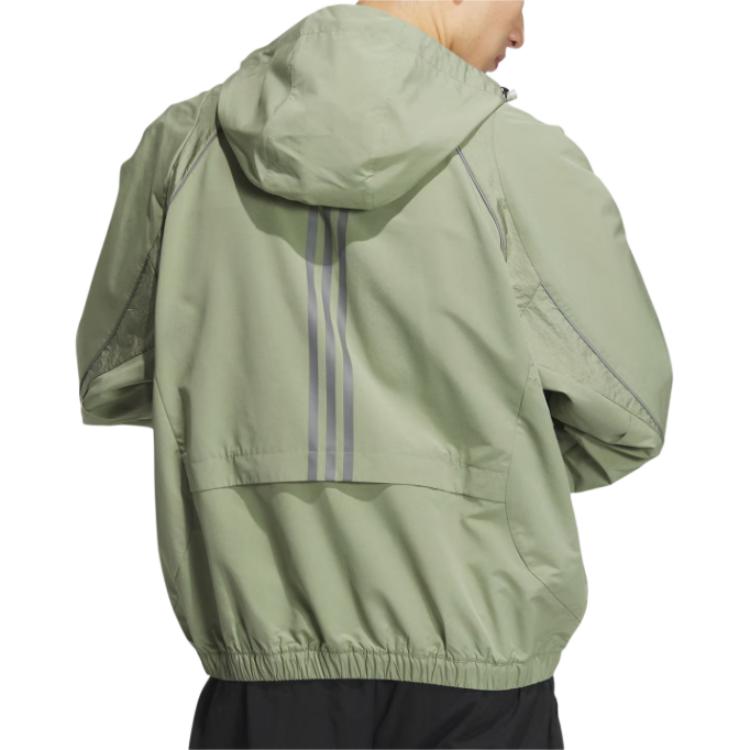 adidas FUSTL Woven Logo Striped Hoodie Jacket Tent Green - Sportswear JI8741 圖 4