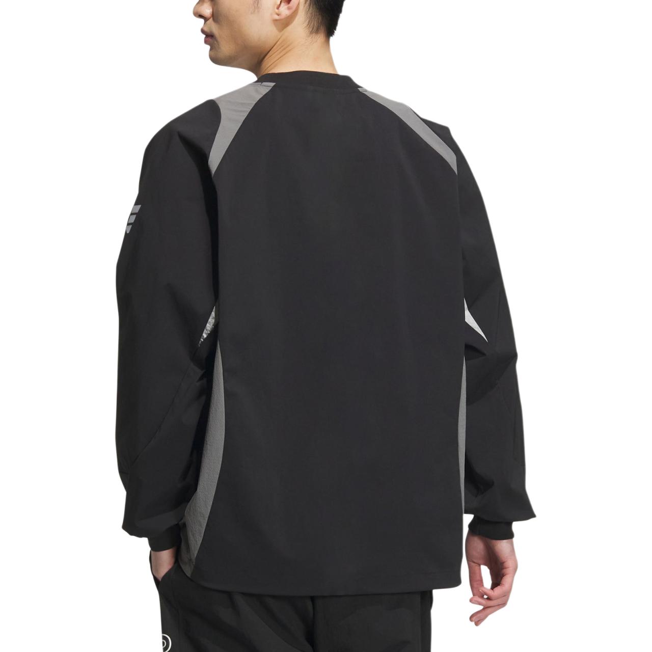 Shop アディダス フットサル レトロスウェットシャツ ルーズフィット ブラック/ダークグレー 長袖 JI8744