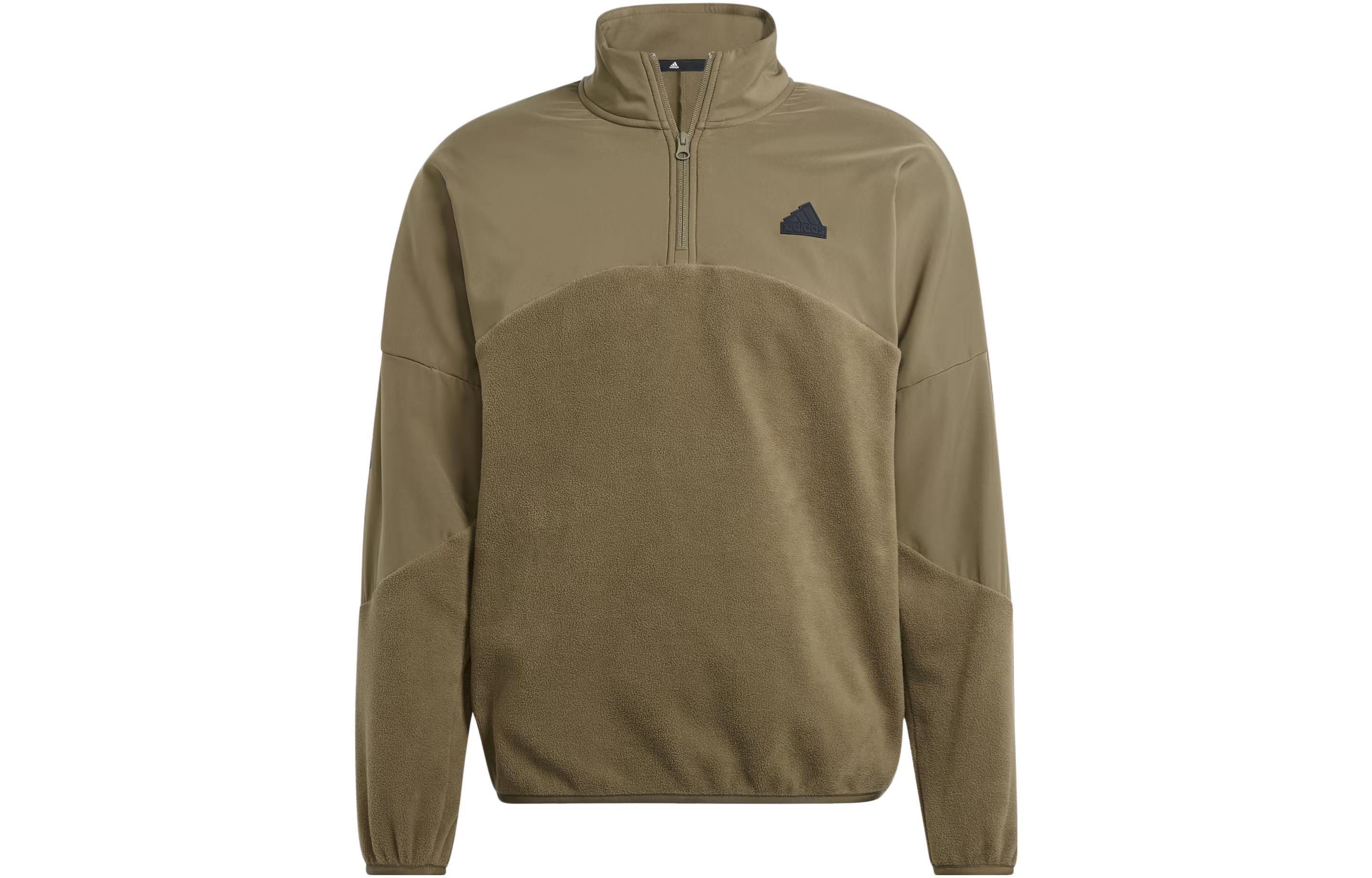 adidas Future Icons 3-Stripes 1/4-Zip Sweatshirt Olive Green Jacket IJ8855
