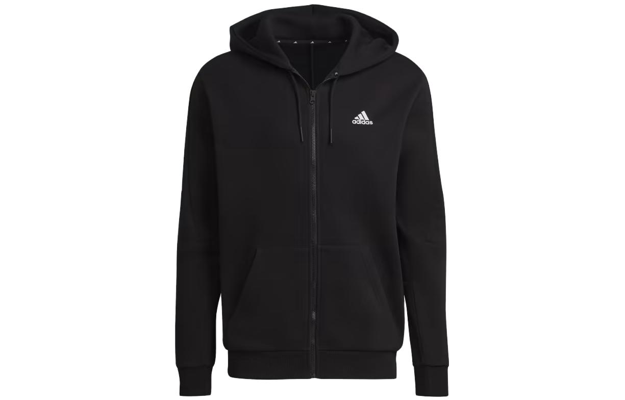 adidas Future Icons 3-Stripes Fleece Full-Zip Hoodie Black HK2158