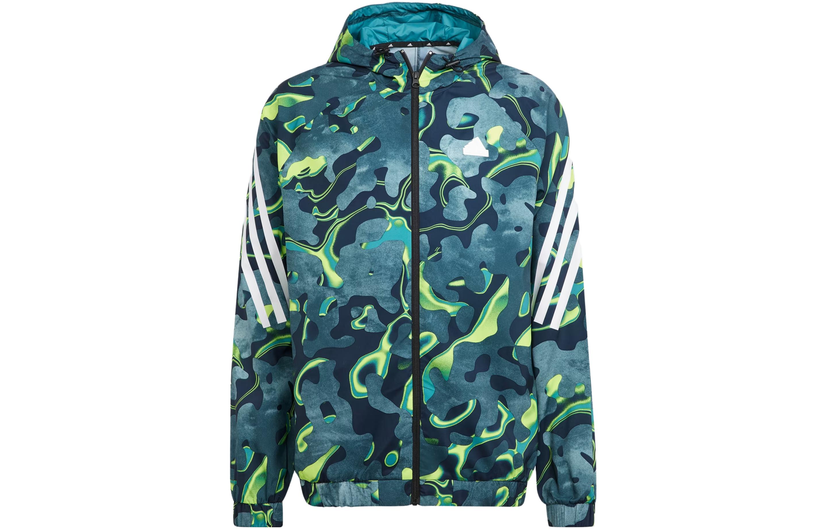 adidas Future Icons Allover Camo Print Hoodie Jacket - Night Navy IJ8844