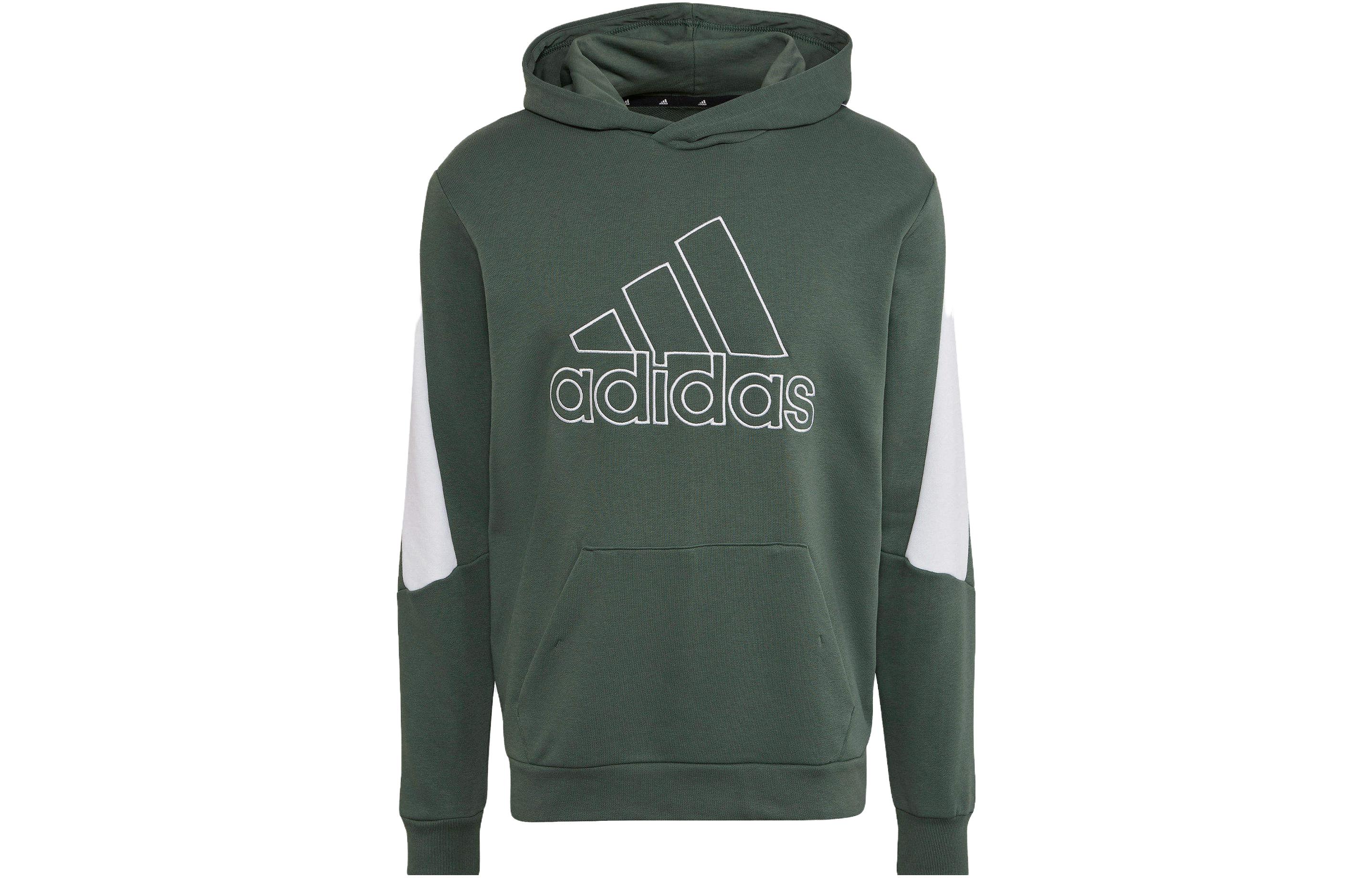 adidas Future Icons Badge of Sport Logo Colorblock Hoodie Men’s Green/Grey HM7876