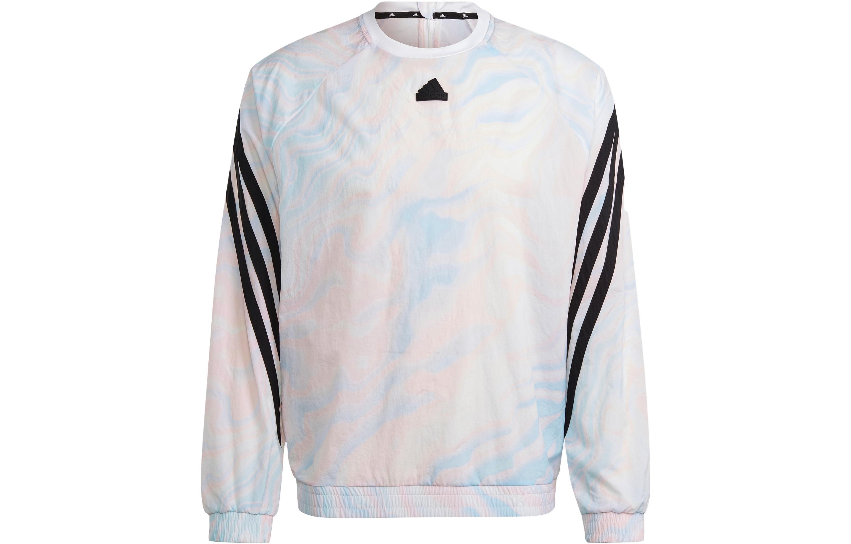 adidas Future Icons Crew Sweatshirt White Tie-Dye Retro Stripe Pullover IC8264