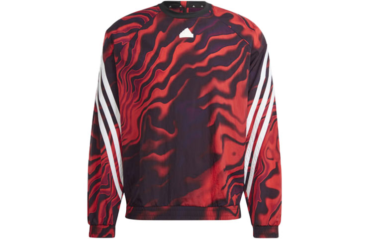 adidas Future Icons Graphic Crew Sweatshirt Red - 3-Stripes All-Over Print IC8266