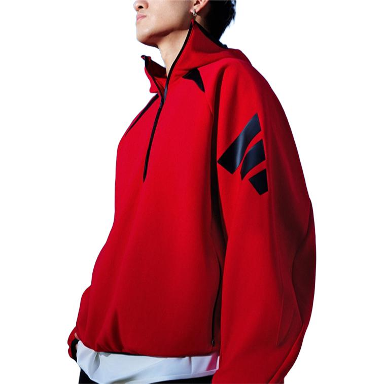 adidas Future Style Half-Zip Hoodie Sweatshirt Light Crimson Pullover JW4641 圖 4