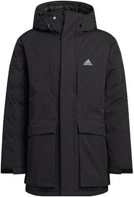 adidas FW22 Black Down Parka Outdoor Jacket with Logo and Zipper Hood HN2096 Buy adidas FW22 Black Down Parka Outdoor Jacket with Logo and Zipper Hood HN2096