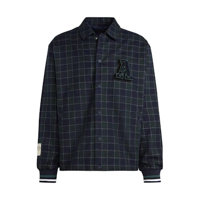 adidas FW22 Checkered Collared Long-Sleeve Jacket Navy Blue IA8346
