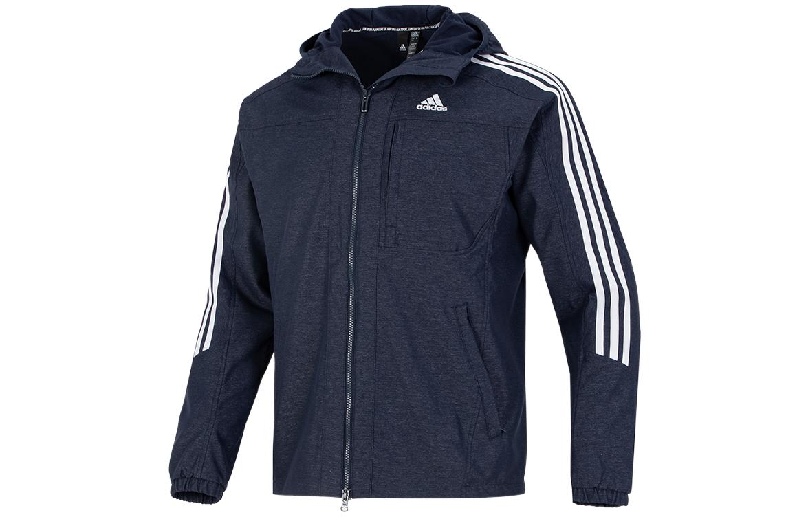 adidas FW22 Classic 3-Stripes Logo Zip Hoodie Jacket - Dark Blue HM2721