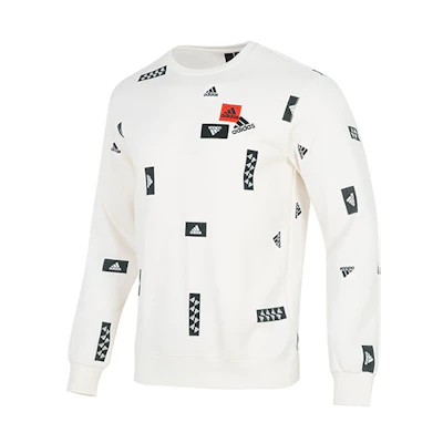 adidas FW22 Graphic Print Crewneck Pullover Sweatshirt White () HN8985