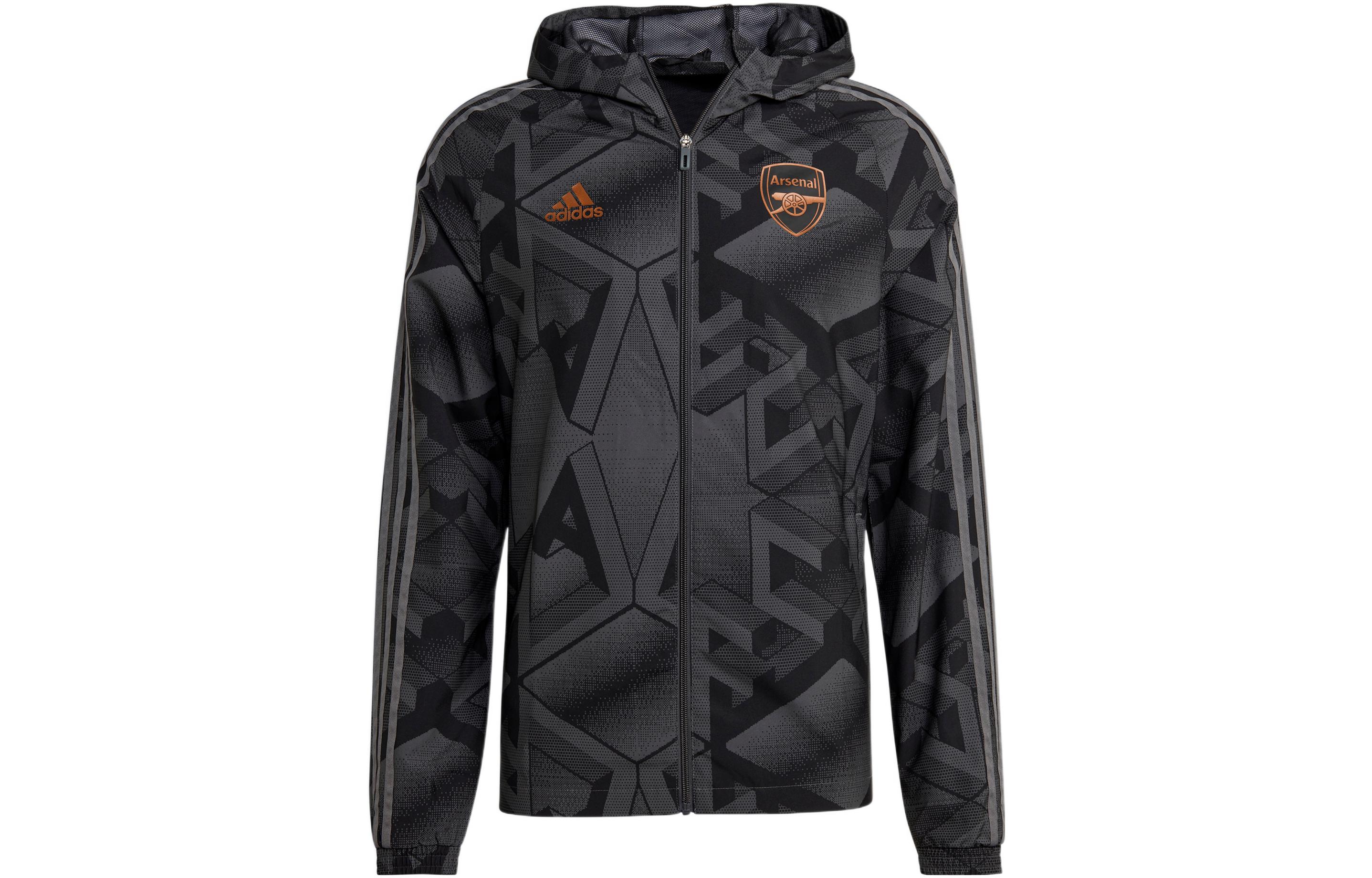 adidas FW22 Graphic Print Striped Long-Sleeve Jacket Men’s Black HF4027