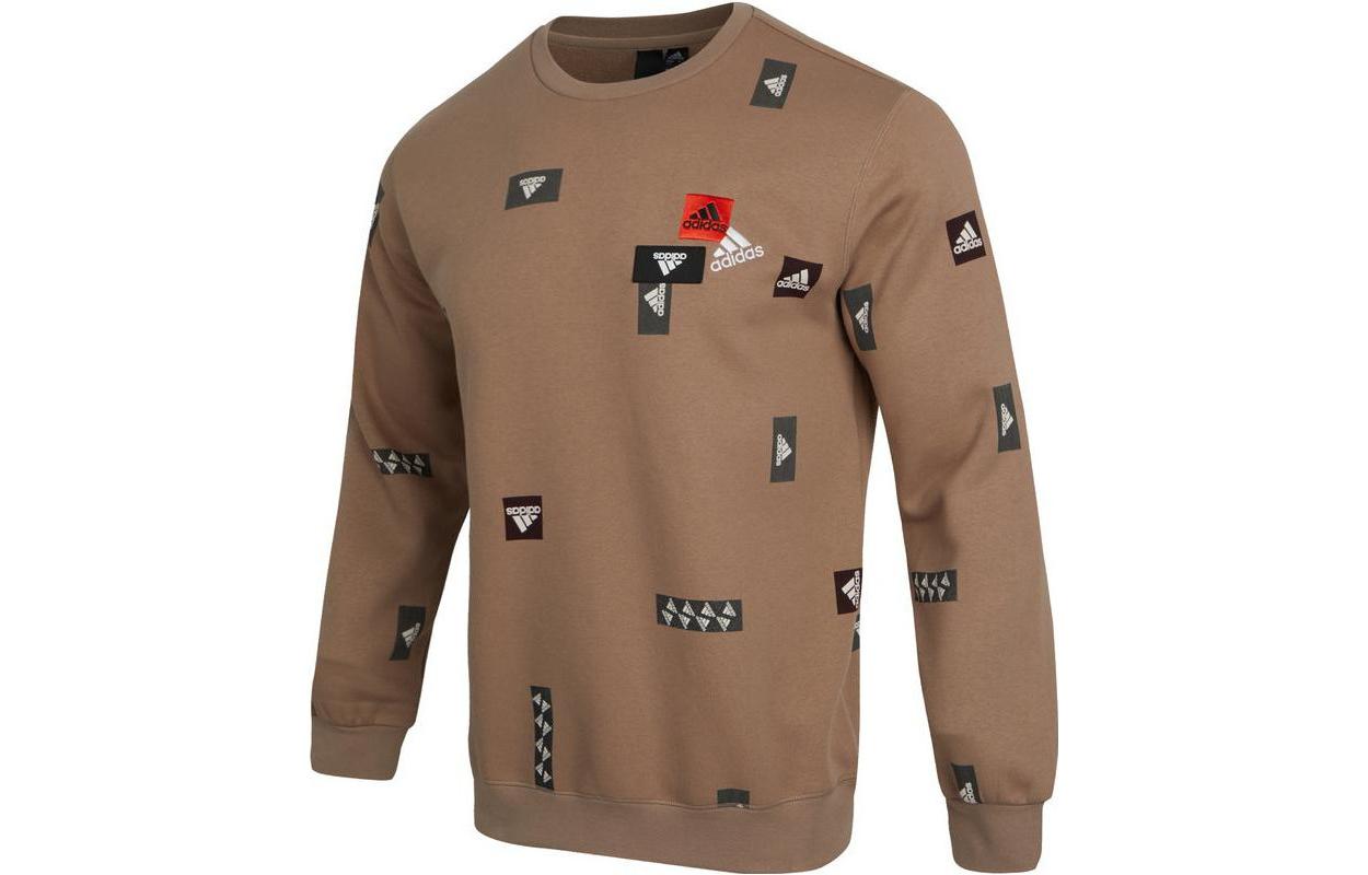 adidas FW22 Graphic Printed Crewneck Pullover Sweatshirt Brown - HN8983
