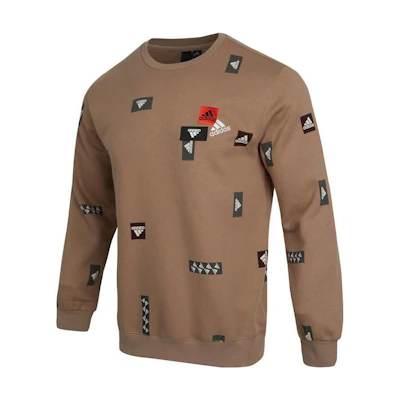 adidas FW22 Graphic Printed Crewneck Pullover Sweatshirt Brown - HN8983