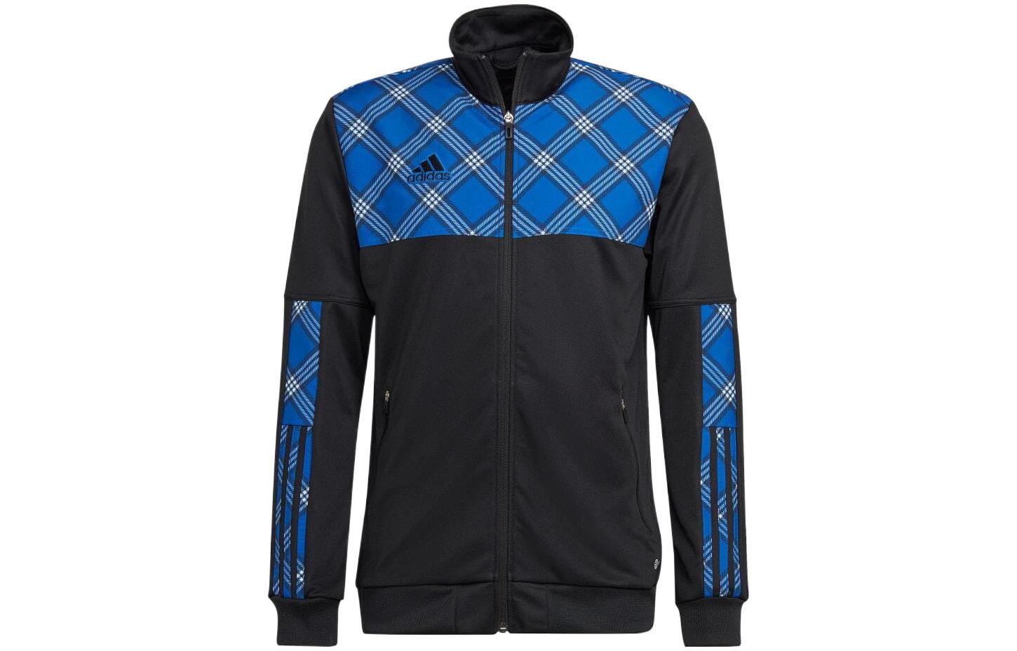 adidas FW22 Half-Zip Colorblock Jacket Black with Embroidered Logo HN5513