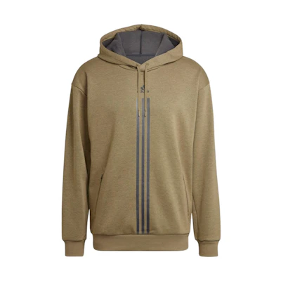 adidas FW22 Logo Print Drawstring Hoodie Green Long Sleeve HY1028