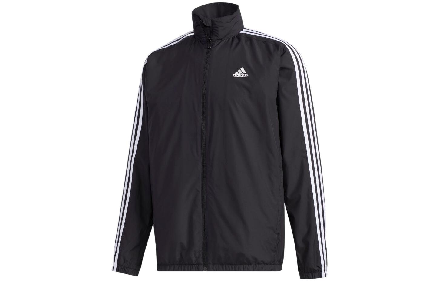 adidas FW22 Logo Side Stripe Retro Jacket Black Long Sleeve Mens Casualwear GE0406