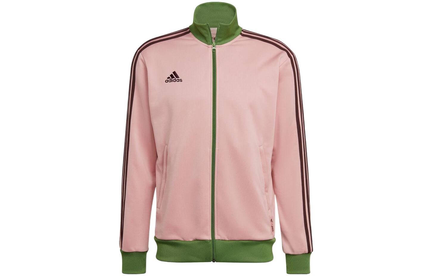 adidas FW22 Pink Embroidered Logo Striped Zip-Up High Neck Jacket Unisex HT6890 圖 2