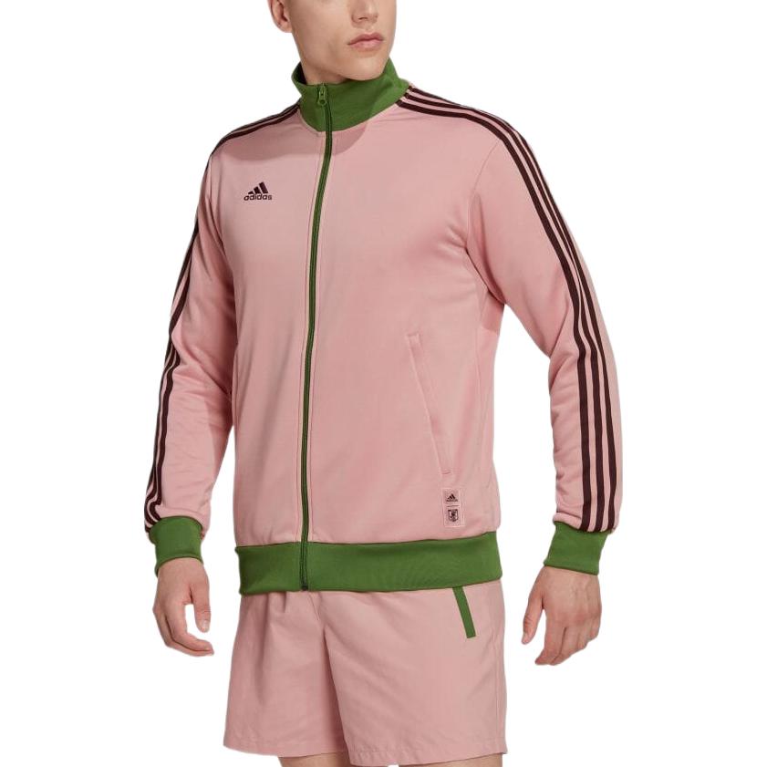 adidas FW22 Pink Embroidered Logo Striped Zip-Up High Neck Jacket Unisex HT6890 圖 4