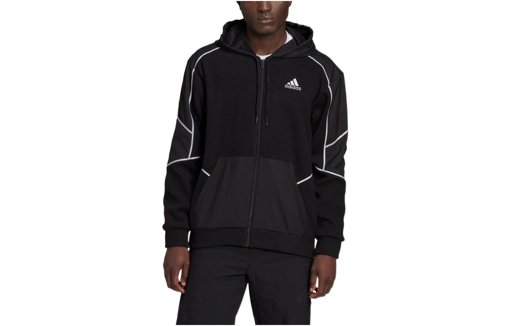 adidas FW22 Printed Logo Hooded Jacket Black HL6908