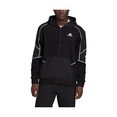 adidas FW22 Printed Logo Hooded Jacket Black HL6908