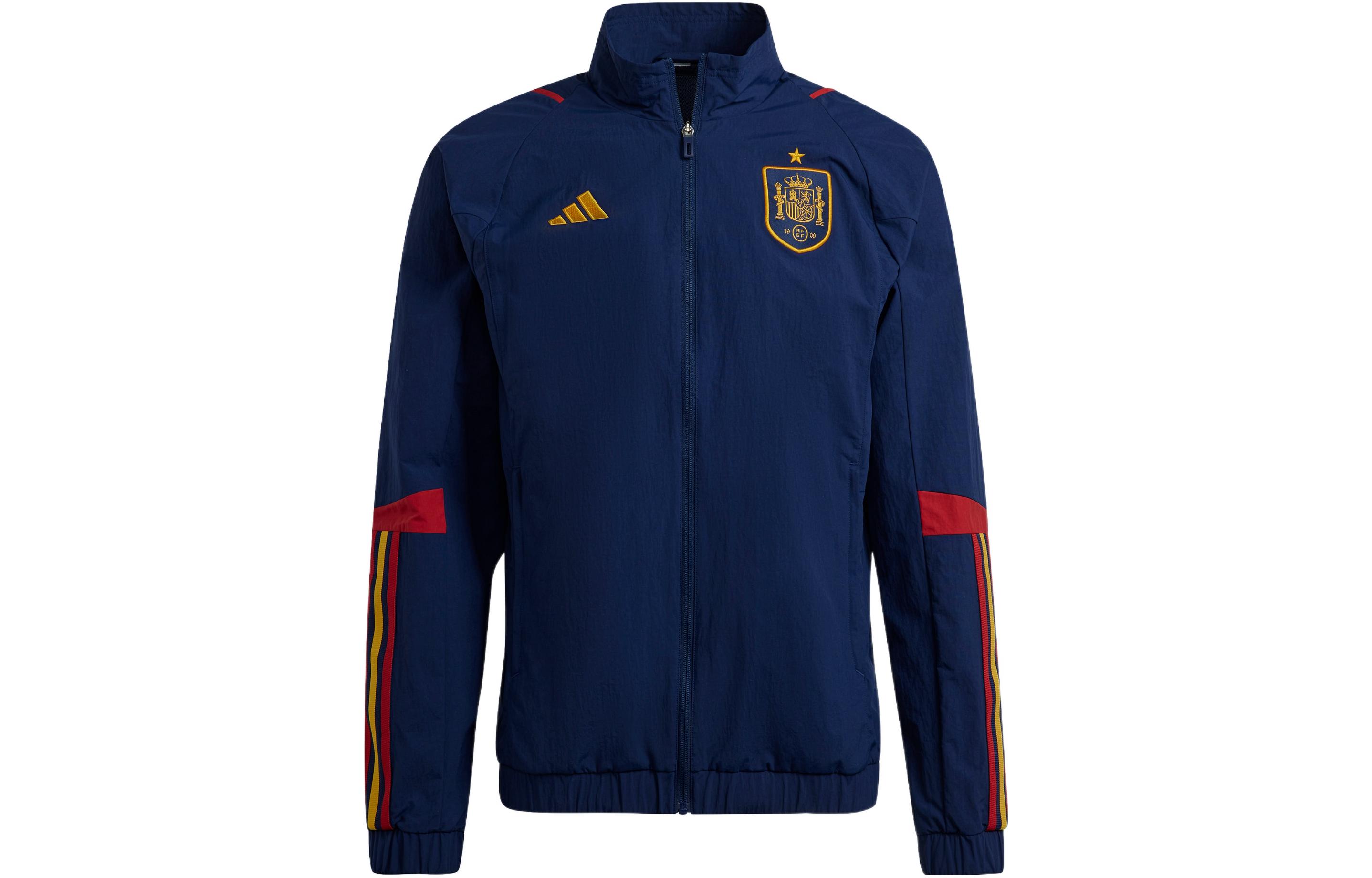 adidas FW22 Retro Striped Logo Football Jacket Navy Blue  Sportswear. HE8813