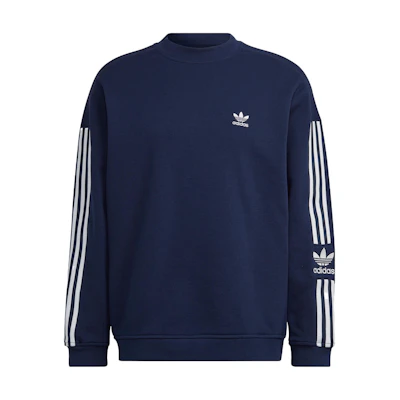 adidas FW22 Ribbed Trefoil Pullover Sweatshirt Dark Indigo Blue HK9824