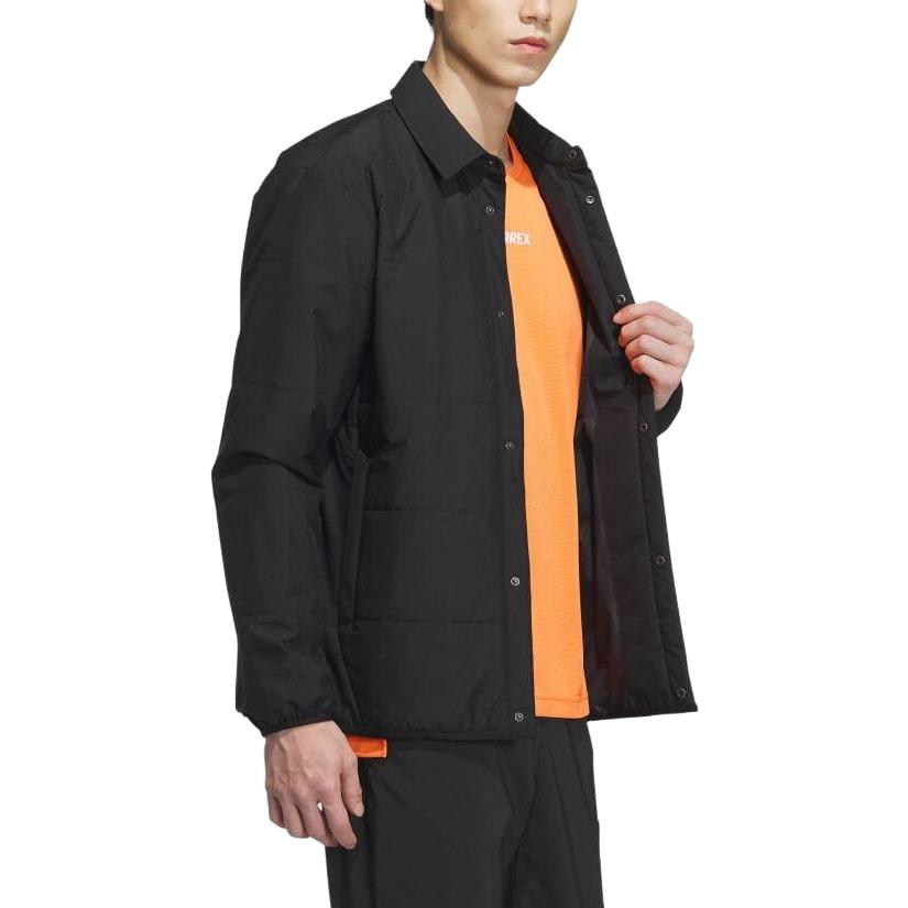 adidas FW23 Black Polo Collar Jacket with Solid Letter Print Design IL9014 圖 5