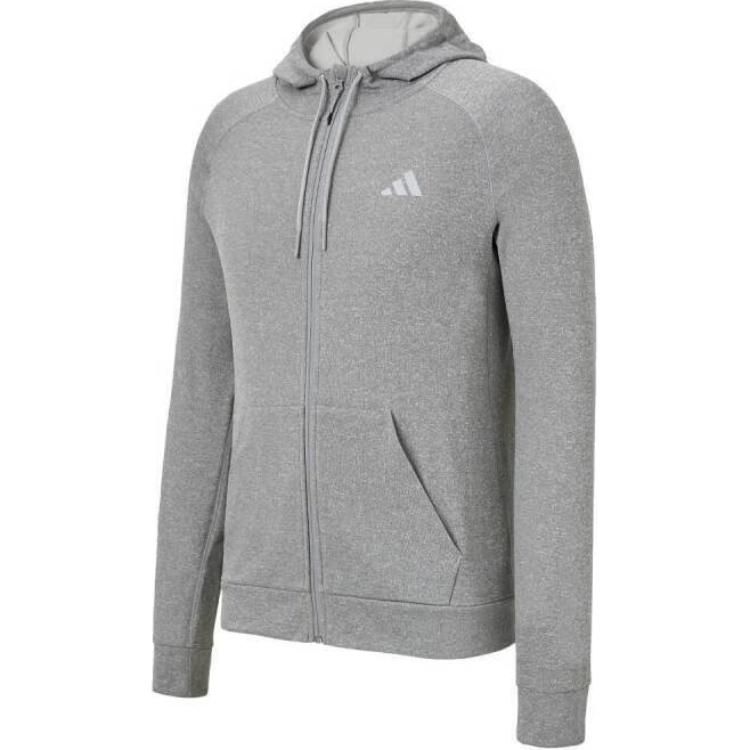 adidas FW24 Gray Zip-Up Hoodie with Logo for Outdoor and Casual Wear IW8394