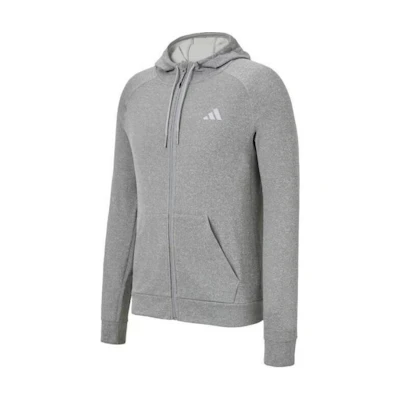 adidas FW24 Gray Zip-Up Hoodie with Logo for Outdoor and Casual Wear IW8394