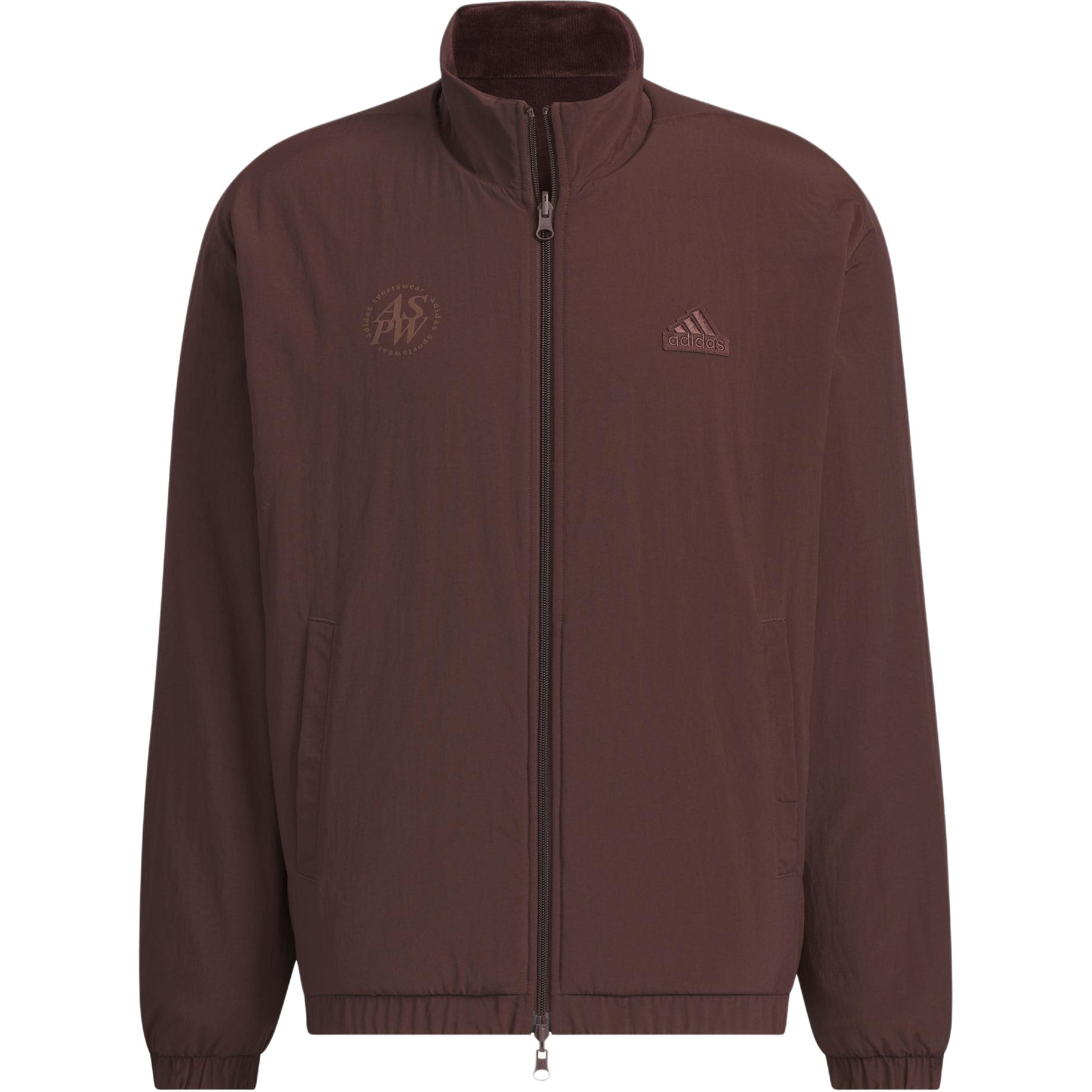 adidas FW24 Warm Woven Reversible Logo Jacket - Unisex Dark Gray Brown Casual Wear JI6655