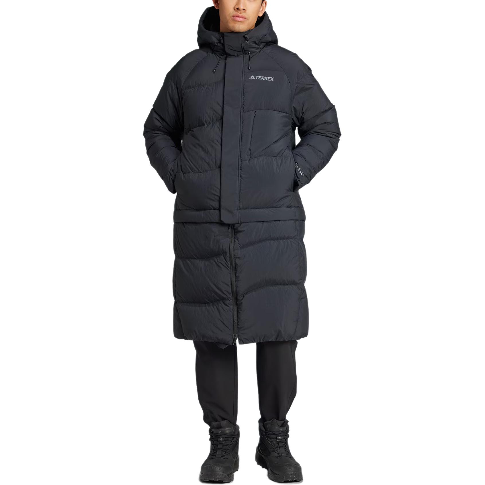 Shop 아디다스 FW24 XPLORIC WIND.RDY 다운 재킷 블랙 - 따뜻한 경량 후드 JI8302