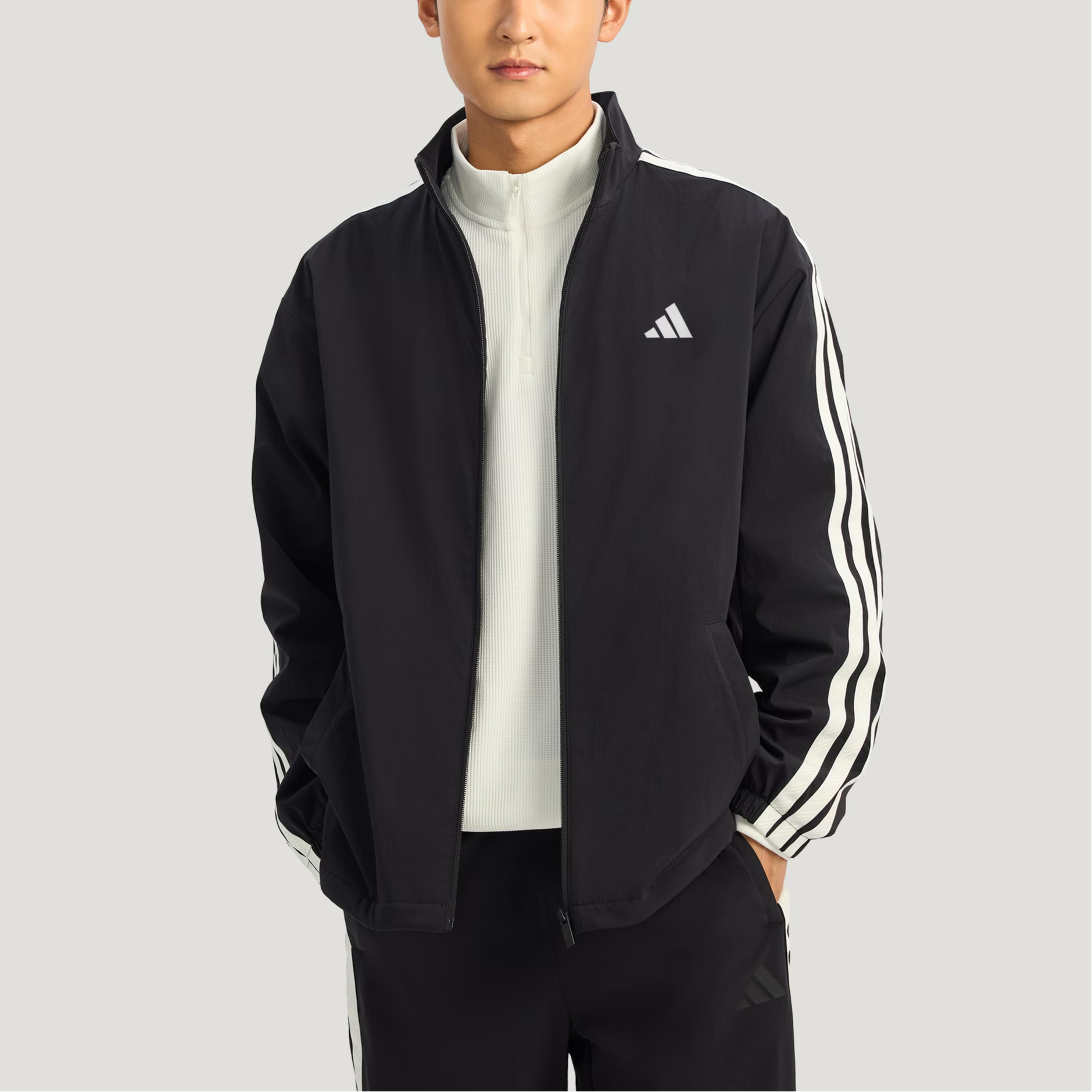 Shop adidas FW25 ST 3ST WV Water-Resistant Fleece-Lined Striped Jacket -  KR2517