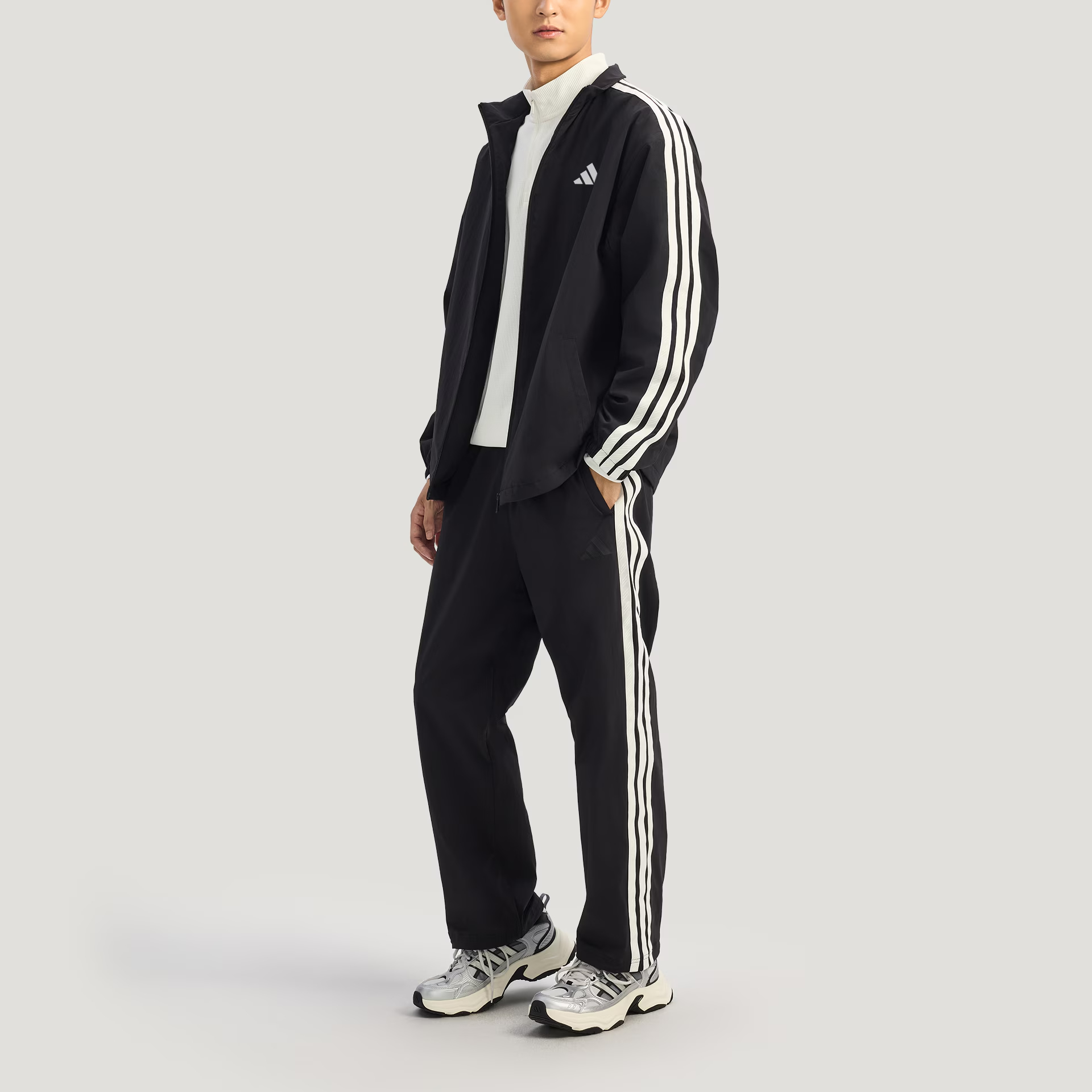 Details for adidas FW25 ST 3ST WV Water-Resistant Fleece-Lined Striped Jacket -  KR2517