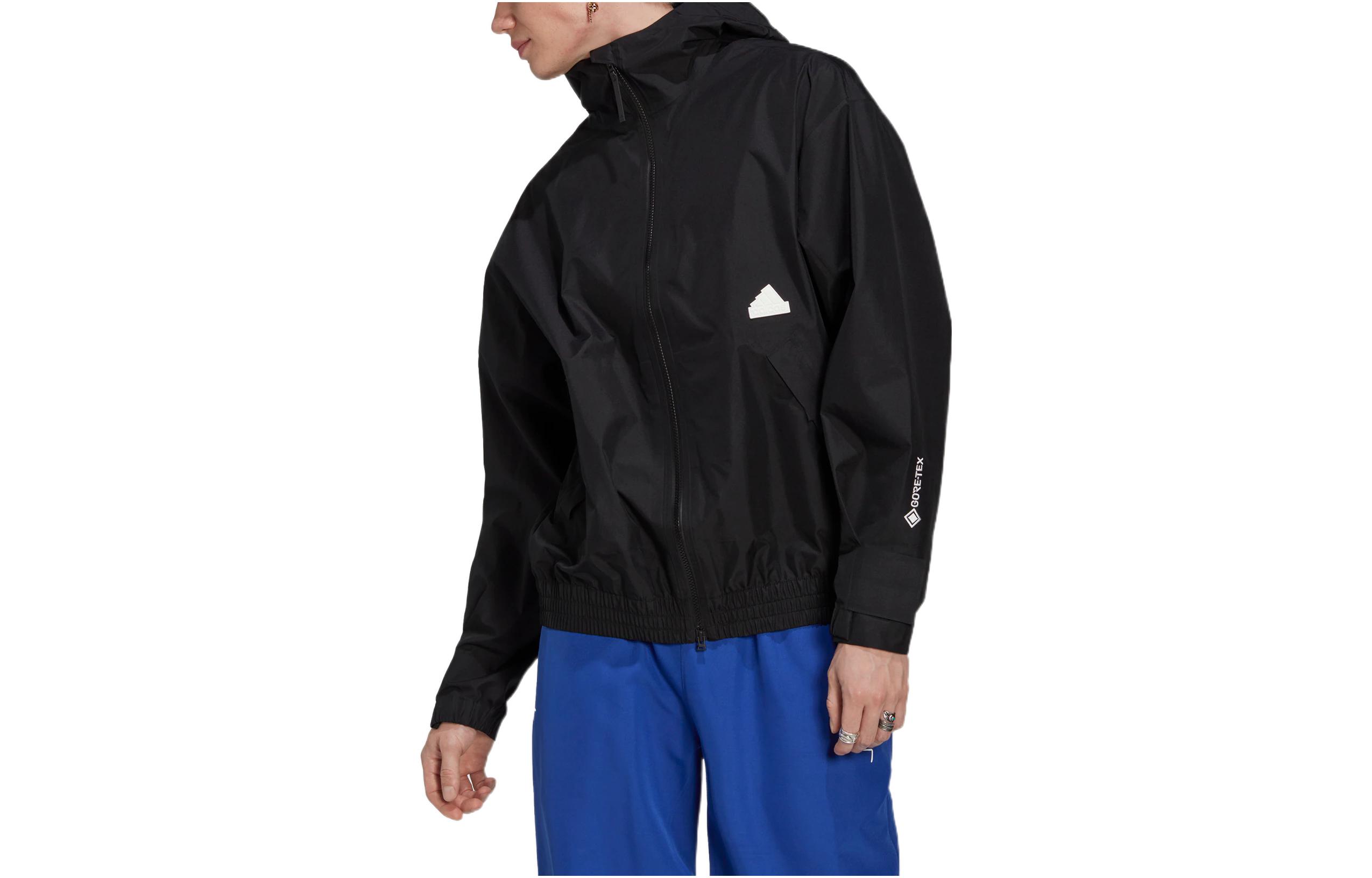 adidas G-Tex Sportswear Jacket Black Logo Zip Up Hoodie HG4379
