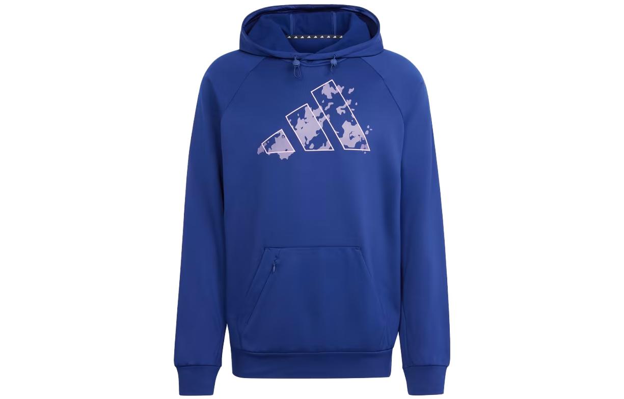 adidas Game And Go Camo Big Logo Training Hoodie Navy Blue Pullover IM1770